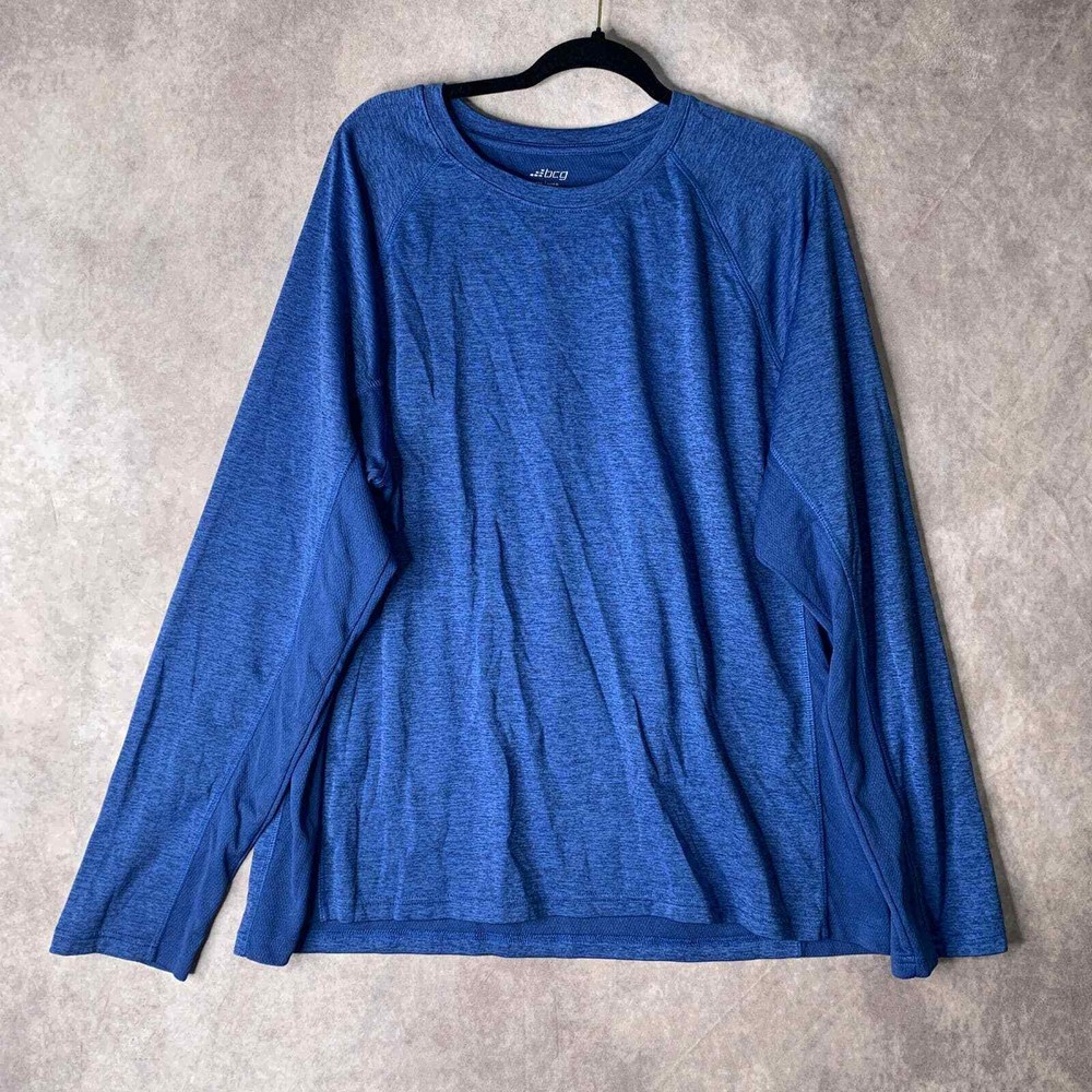 BCG Mens Shirt Top Size 2XL Blue Athletic Long Sleeves Crew Neck Pullover