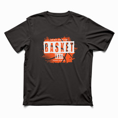 Black Color Graphic Tee Basketball Print Text Logo Men Women Custom T-Shirt 003