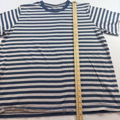 Lands’ End Men’s XL Super-T Navy White Striped Crew Neck Cotton T-Shirt