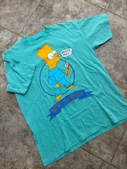 VTG Bart Simpson T Shirt 1990 Original L RARE Light Blue Single Stitch GROSS MAN