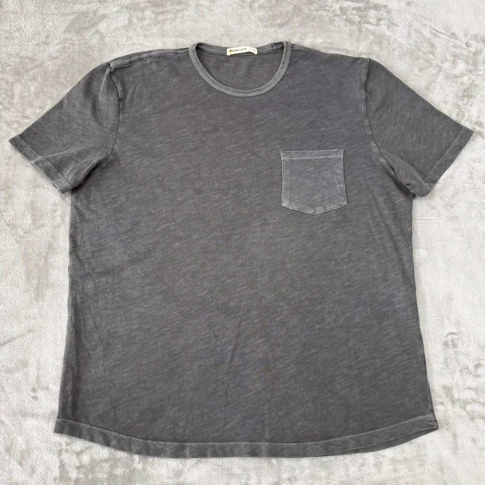 Marine Layer Heavy Slub Pocket Tee Mens Small Forged Iron Gray $64 New NWOT