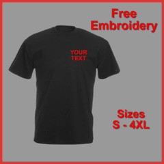 PERSONALISED BUSINESS WORKWEAR TEXT EMBROIDERED T SHIRT BLACK NAVY HEATHER GREY