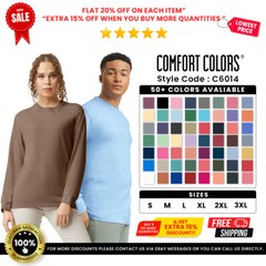 Comfort Colors C6014 Adult Cotton Long Sleeve Tee Garment Dyed RS T-Shirt