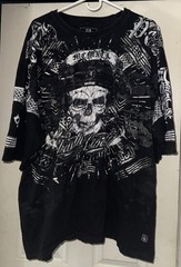 Vintage Southpole Mens Big 6X Black Skull Graphic Tee T-Shirt Allover Streetwear