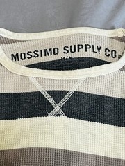 y2k Mossimo Long Sleeve Striped Thermal Shirt Mens Size Large Waffle Knit Grunge