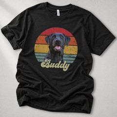 Custom Pet Portrait Shirt – Retro Sunset Dog or Cat Tee Dog Mom Gifts