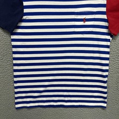 Polo Ralph Lauren Shirt Mens Medium Blue White Stripe Pocket Ringer Tee