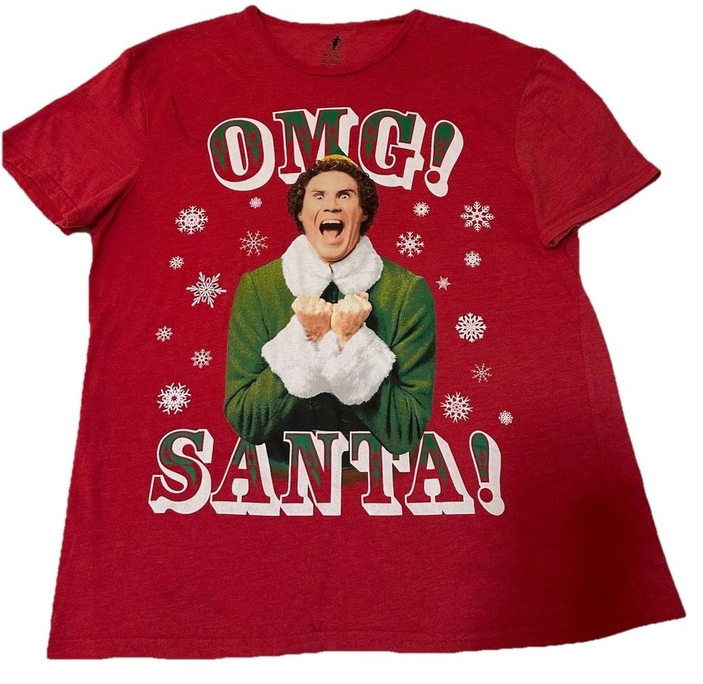 Tee Shirt ELF The Movie OMG! Santa Size XL Will Farrell Red Pre-Owned