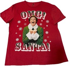 Tee Shirt ELF The Movie OMG! Santa Size XL Will Farrell Red Pre-Owned