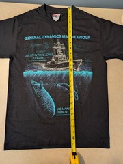 Vtg 90s General Dynamics Marine Group T-Shirt ADULT S 34-36 USS JOHN PAUL