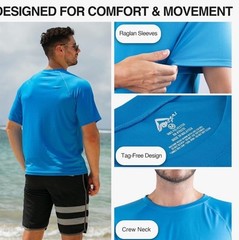 Kanu Surf Mens XL UPF 50+ T-Shirt Short Sleeve Blue Quick Dry Lightweight NEW