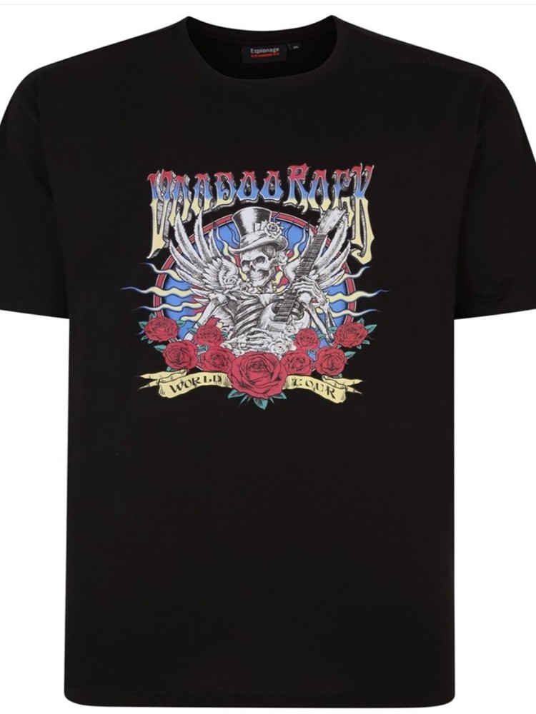 NEW IN ESPIONAGE BLACK VOODOO ROCK TEE SHIRT T380 2XL3XL 4XL5XL6XL7XL8XL