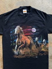 Vintage 90s Hazelwood Horse Wraparound Nature T Shirt X Adult XL Colorful Art