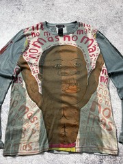 🔥00’s Custo Barcelona Tattoo Asymmetrical Mesh T Shirt Jean Paul Gaultier Style