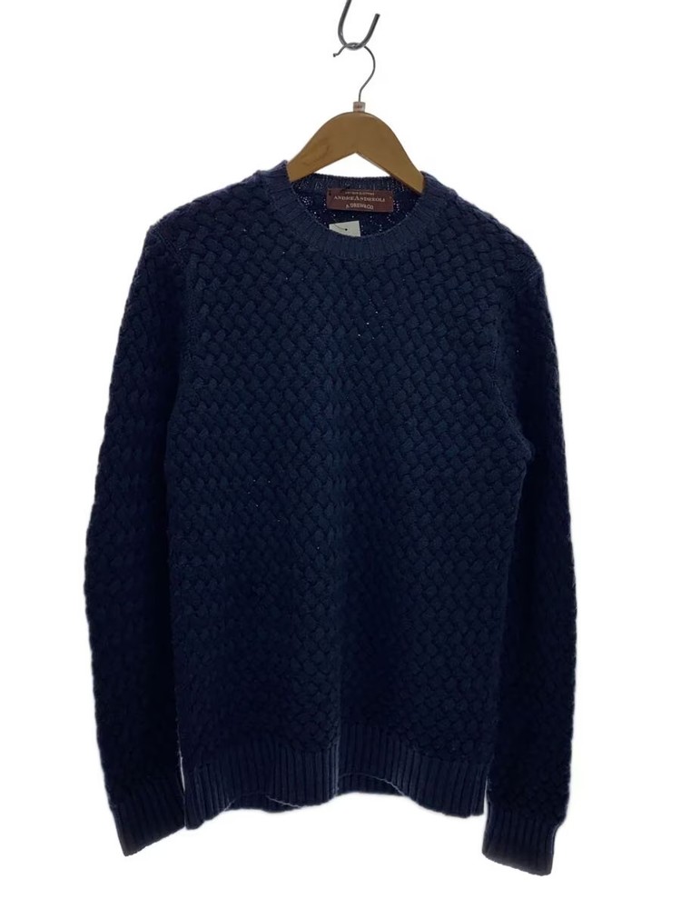 Other Brands Knit Sweater (Thick) Wool NVY Solid Color 70864 andreandreoli