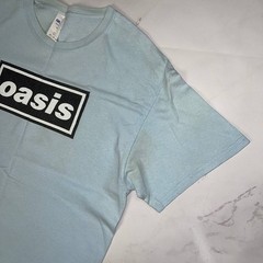 Vintage T-shirt Oasis Classic Band Logo Blue Size M Y2K Casual tee