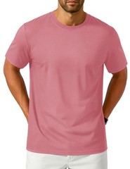 Mens Cotton Crewneck T-Shirt Short Sleeve Plain Tee Moisture Wicking Casual Tops