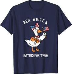 Funny Pregnancy Announcement Red, White Eating for Two Goose T-Shirt