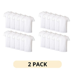 2 Pack of 10 Hanes Men s Super Value Pack White Crew T Shirt Undershirts