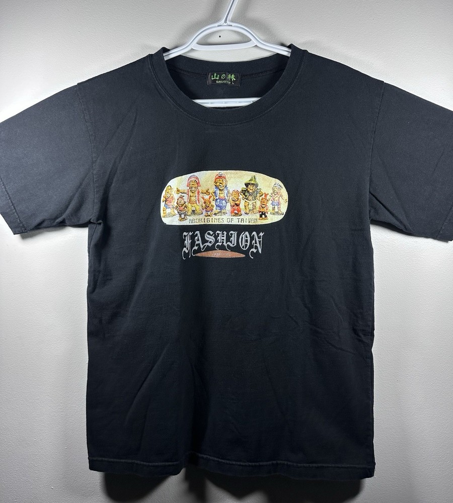 Taiwan Aborigines Graphic T-Shirt Black Large Tourist Souvenir Art Tee Vintage