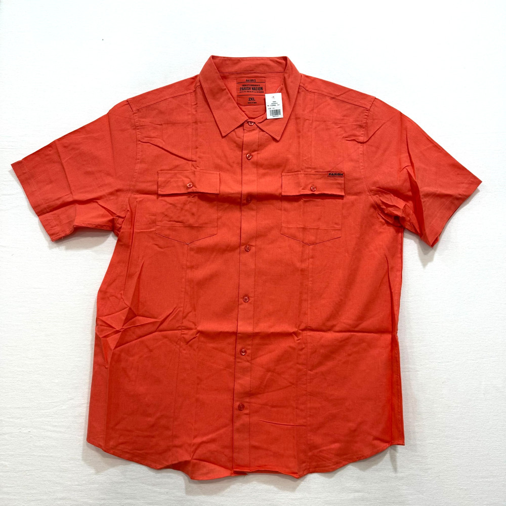 Paris Nation Men’s Button Down Shirt Salmon Color Linen Blend Comfort 2XL-4XL