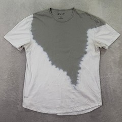BYLT Mens XL Prism Dye Tee Adult White Grey Short Sleeve Curved Hem Streetwear