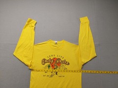 Jerzees Dri Power Men Shirt M Yellow Graphic Tee Long Sleeve Crew Neck Regular