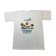 Vintage Tanger Morocco Shirt Mens XL White Camels Short Sleeve Distressed