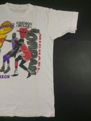 Vintage Michael Jordan Magic Johnson Lakers Vs Bulls T Shirt Mens Large L White