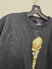 Vintage Y2K JNCO Jeans Flaming Skull Black Shirt Size Large