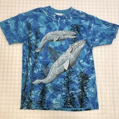 Vintage 90s Nature Tie Dye Ocean Humpback Whale Catalina Island Shirt Size M