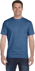 Mens Hanes Beefy-T 5180 Heather Blue Cotton Short Sleeve T-Shirt Size Large NWT