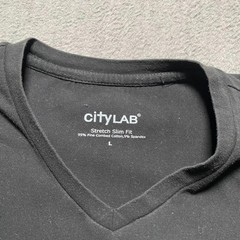 CityLAB T-Shirt Men Large Black Short Sleeve Stretch Slim Fit
