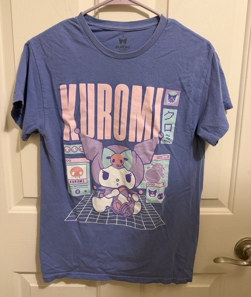 Kuromi Sanrio Kawaii Blue Graphic Short Sleeve T-Shirt S