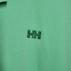Helly Hansen Polo Shirt Men Size L Large Green HH Logo Textured Polyamide