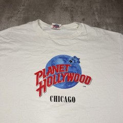 Vintage Planet Hollywood Chicago T-Shirt XL Made in USA White 90s Single Stitch