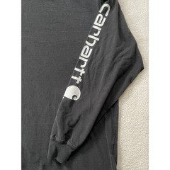 Carhartt Mens Large Long Sleeve T-Shirt Black K231 Loose Fit Arm Logo Spellout