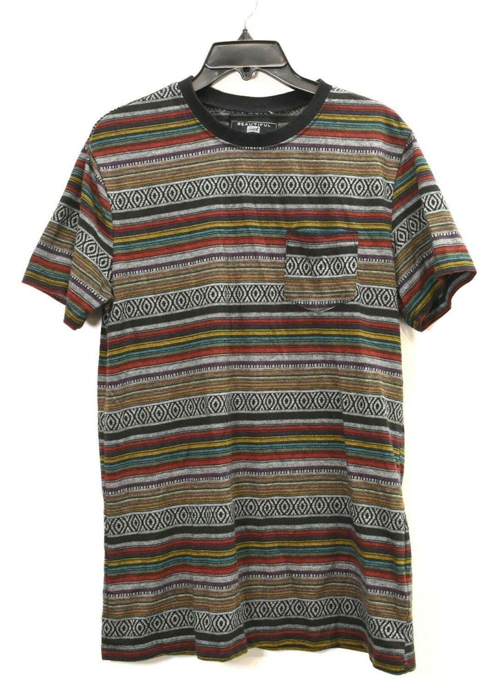 Beautiful Giant Mens Hungarian Rag Rug Print Short Sleeve Patch Pocket T-Shirt S