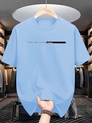 Men’s Summer Cotton Loose Fit Letter Print T Shirt Casual Tee Tshirt Casual Gift