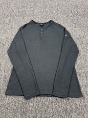 KUHL Sweatshirt Men Large Konflikt Henley Gray Waffle Knit Long Sleeve Thermal