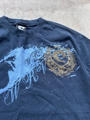 VTG Wave Riding Vehicles T-Shirt Mens Large Blue Surfer Gold Stencil Rare Y2K