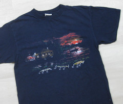 Vintage 90s Fishing T Shirt Men’s (L) Cabincore Outdoor Nature Tultex