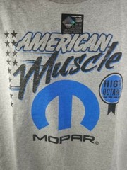 Gray T-Shirt – Mopar High Octane American Muscle w/ Blue M Logo / Emblem