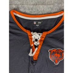 NFL Team Apparel Chicago Bears Lace Up Long Sleeve Shirt Navy Blue Orange XL
