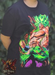 Legendary Super Saiyan Green Broly Colorful Neon glow T-shirt 100% Cotton