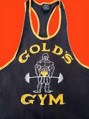 Vintage Gold’s Gym Muscle Joe Stringer Tank Top “OLD JOE” Graphic Blk/Yellow XL+