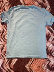 Eternity BC/AD Mens Turquoise Blue Aqua Rabbit Pig Print Shirt Small Embroidered