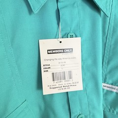 VTG Members Only L Shirt Teal Green Quarter Button Ribbed Hem Pockets NEW