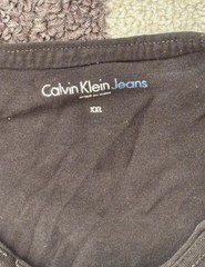 Calvin Klein Jeans Men’s Black Graphic Logo V-Neck Short Sleeve T-Shirt 2XL