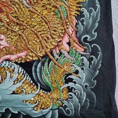 TARMAFIA Year of the Dragon Handmade Sequin & Beaded Mens L Shirt Power Fortune